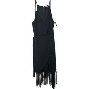 Naked Zebra Black Fringe Tasdle Midi Dress Sz Small Essential Staple Dress